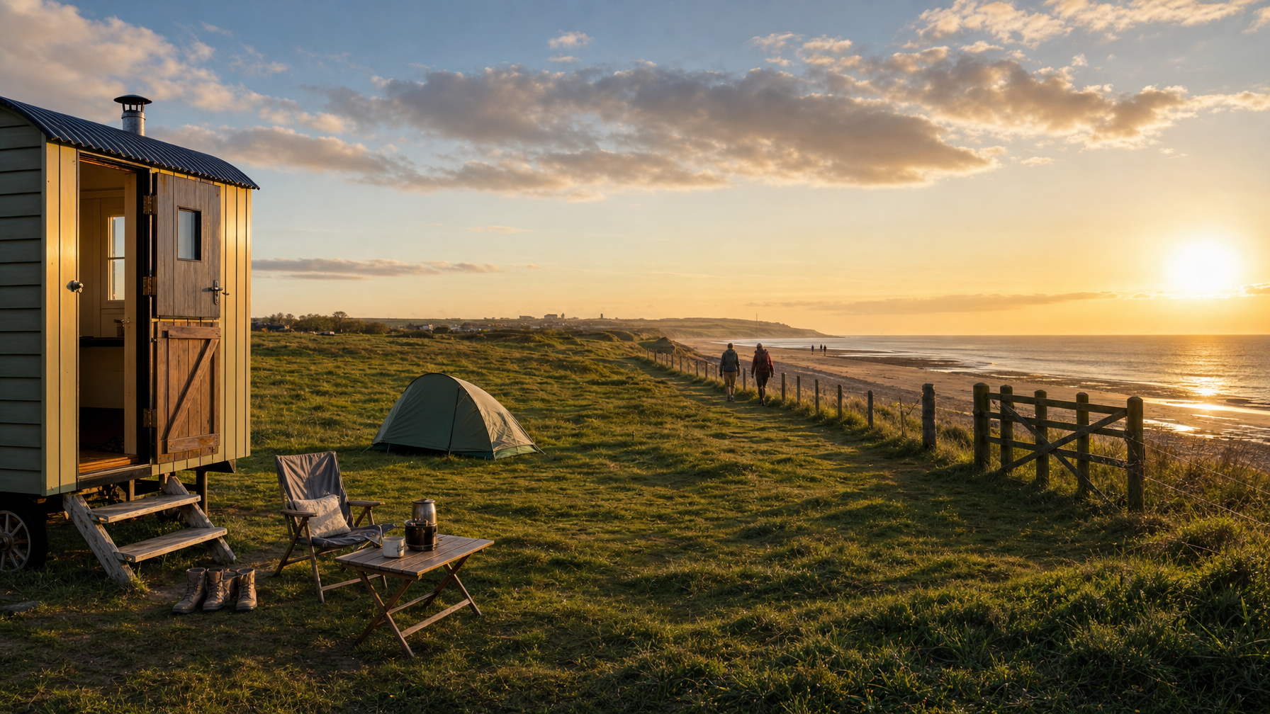 Coastal field stay after a North Norfolk trail day, boots by the door, UK