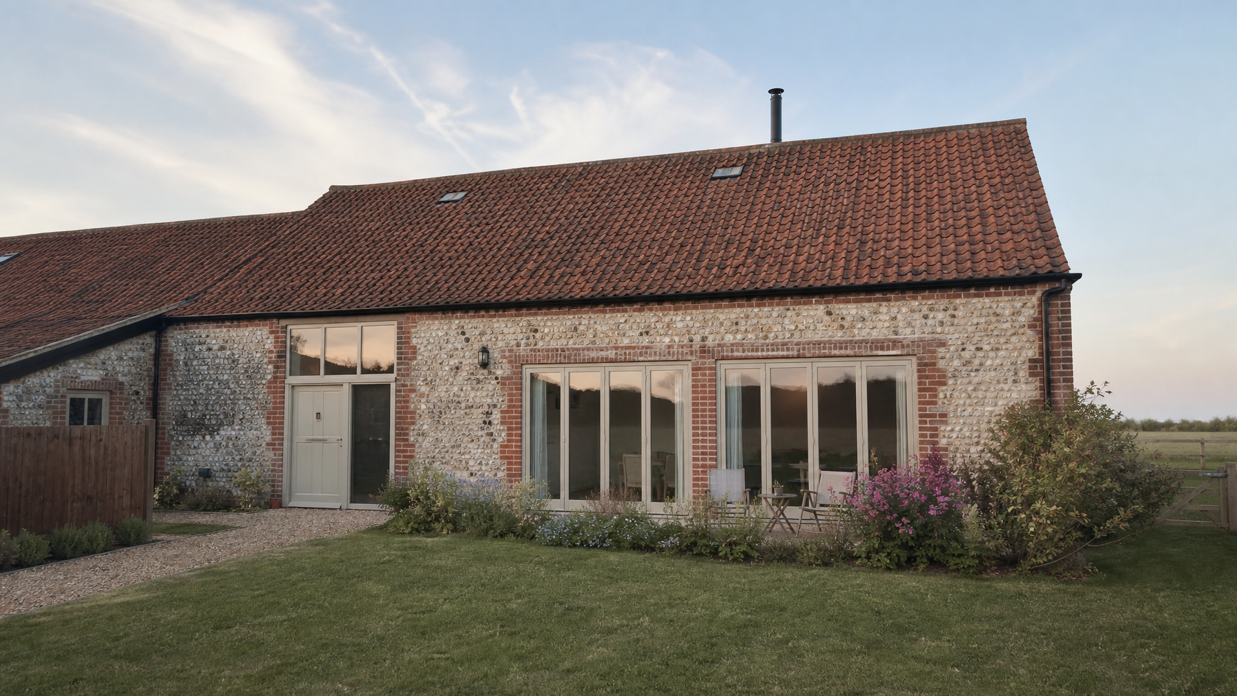 The Old Barn carrstone cottage exterior near Heacham beach, dog-friendly Norfolk cottages, UK