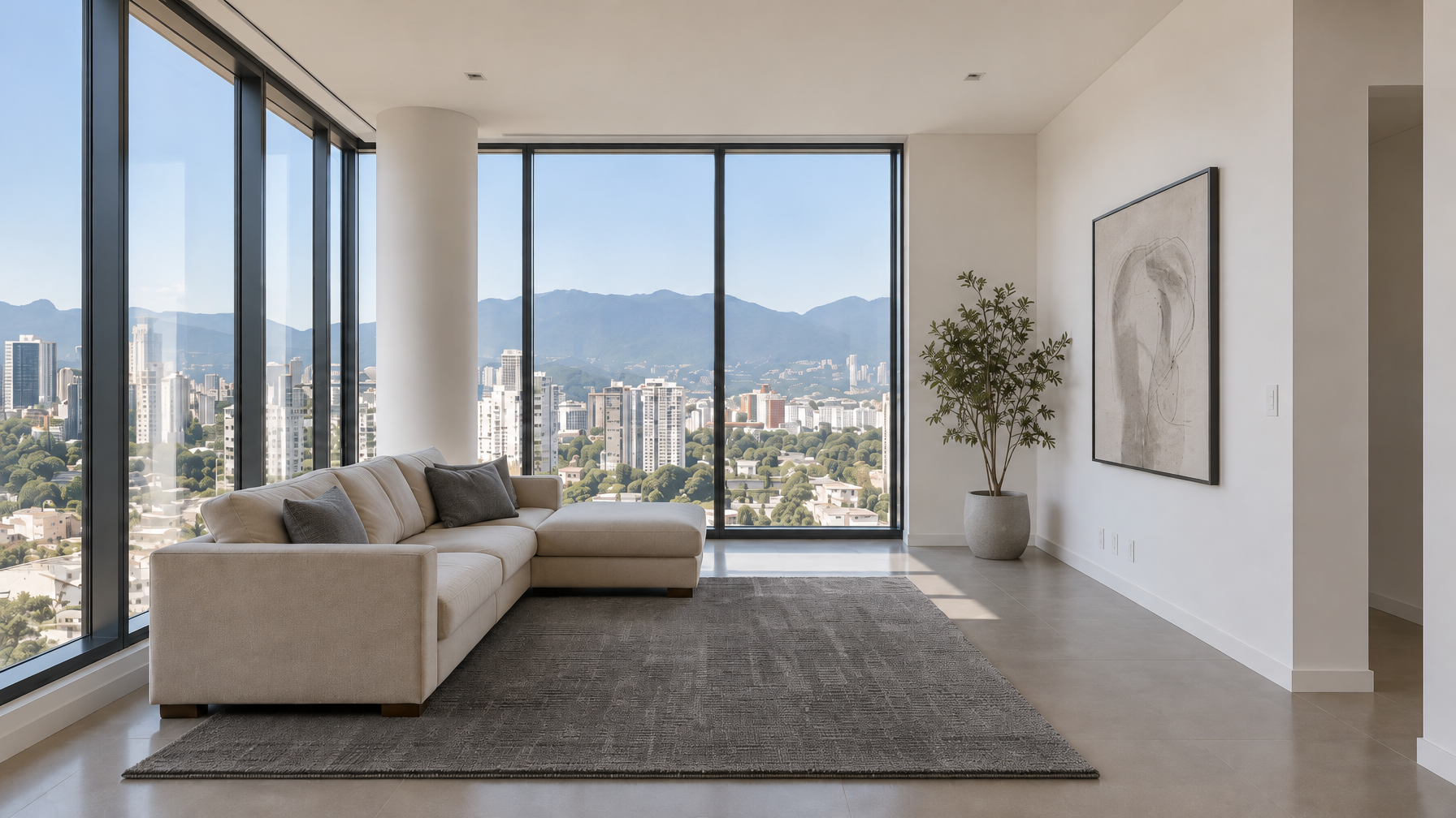 Ambiente de estar após proposta de decoração com IA
