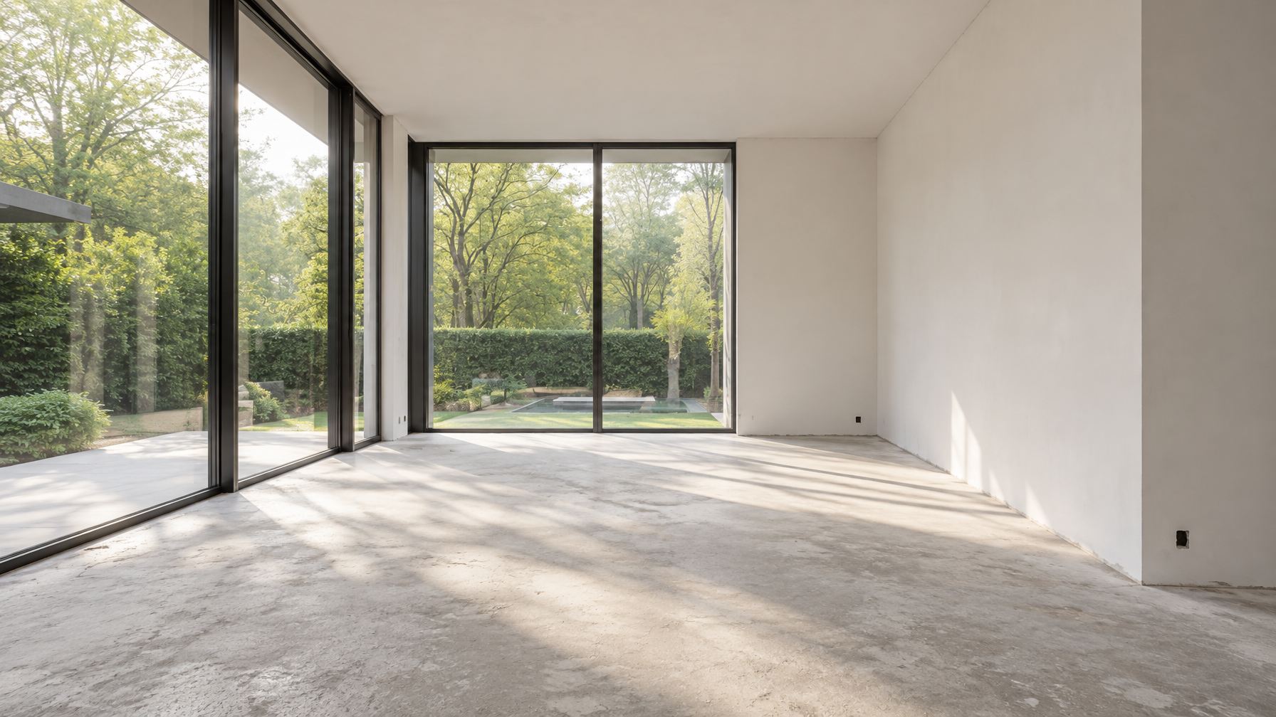 Empty living room used as the reference before an AI-assisted interior design concept