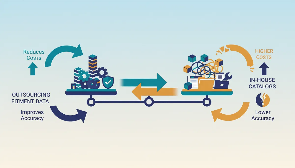 Conceptual illustration for Strategic Advantages of Outsourcing Fitment Data Over In-House Management