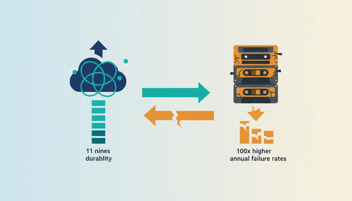Conceptual illustration for Cloud Storage Versus Physical Media Reliability and Risk Profiles