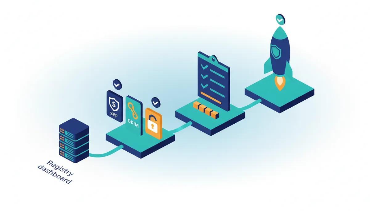 Conceptual illustration for Implementing Full Email Authentication with Cloudflare DMARC Management