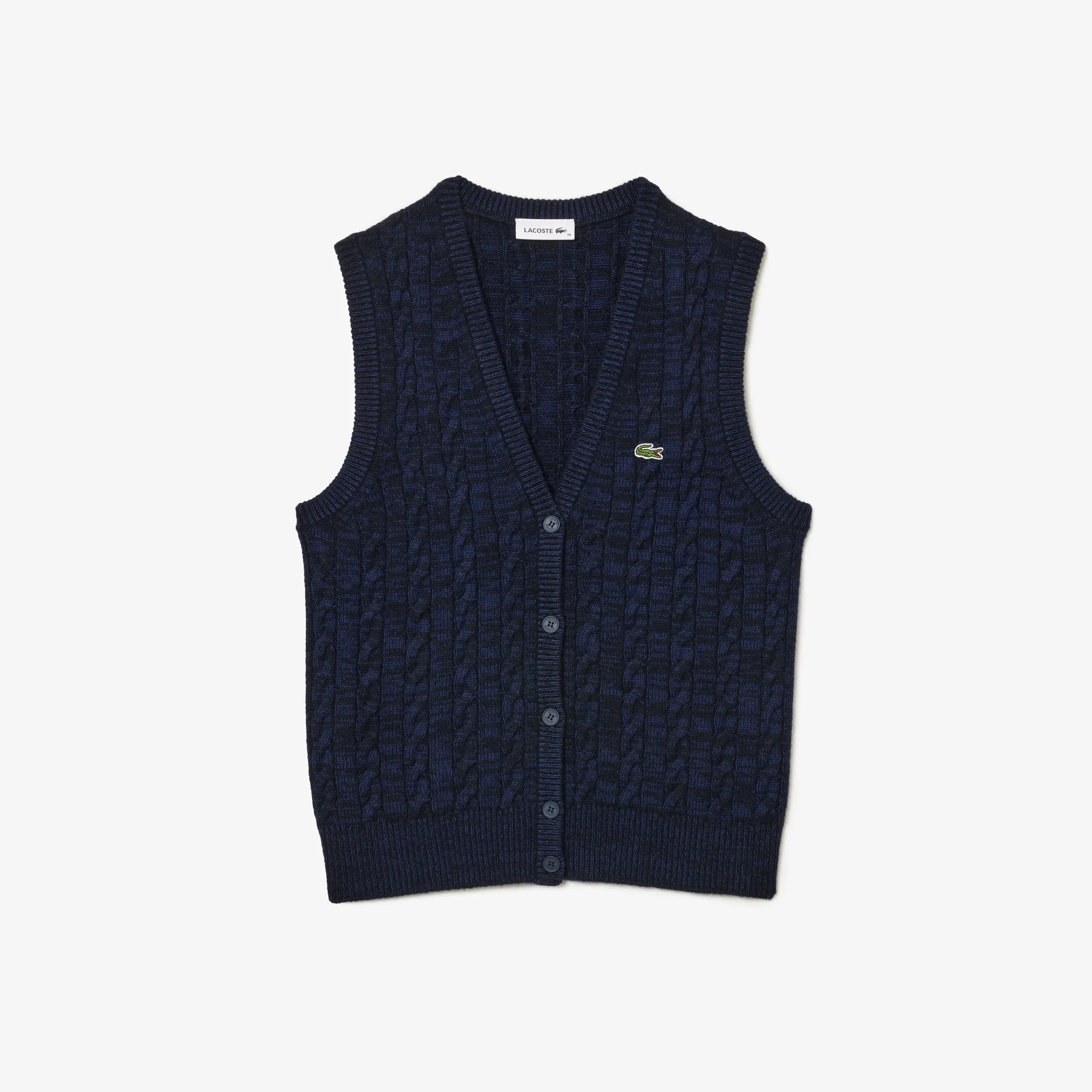 Sleeveless Cable Knit Cotton/Wool Blend Vest
