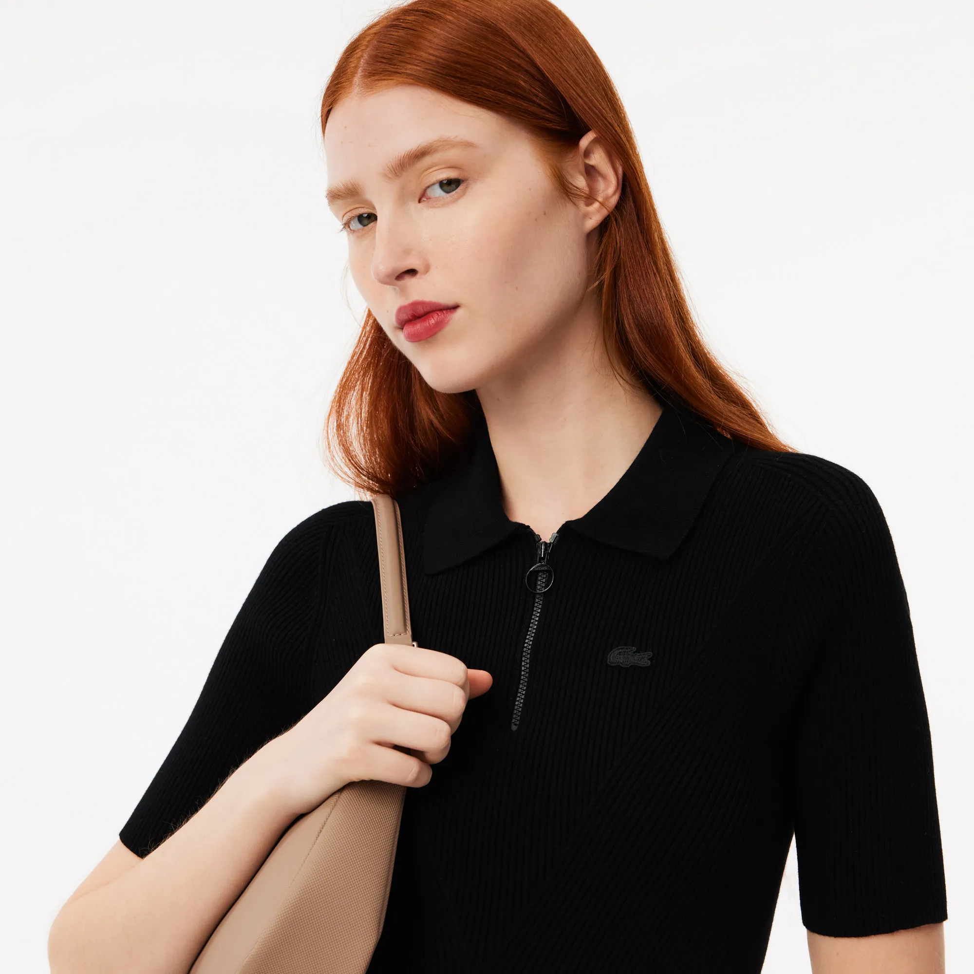 3D Ribbed Knit Polo Shirt