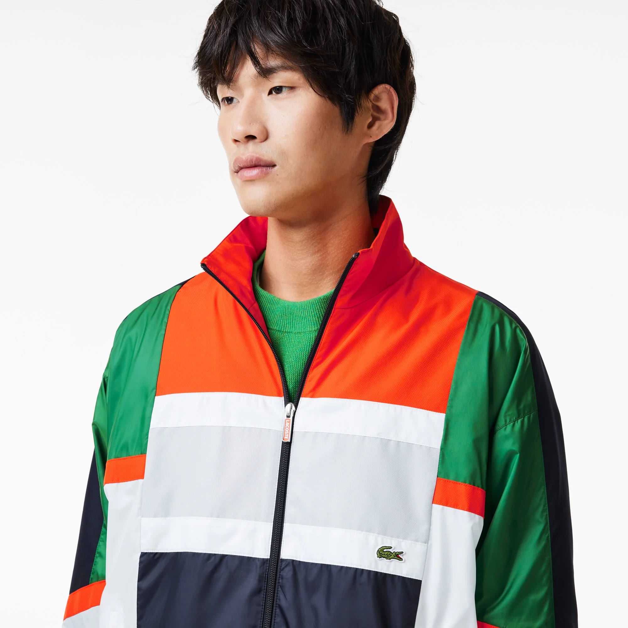 Zipped Colourblock Mixed Material Jacket