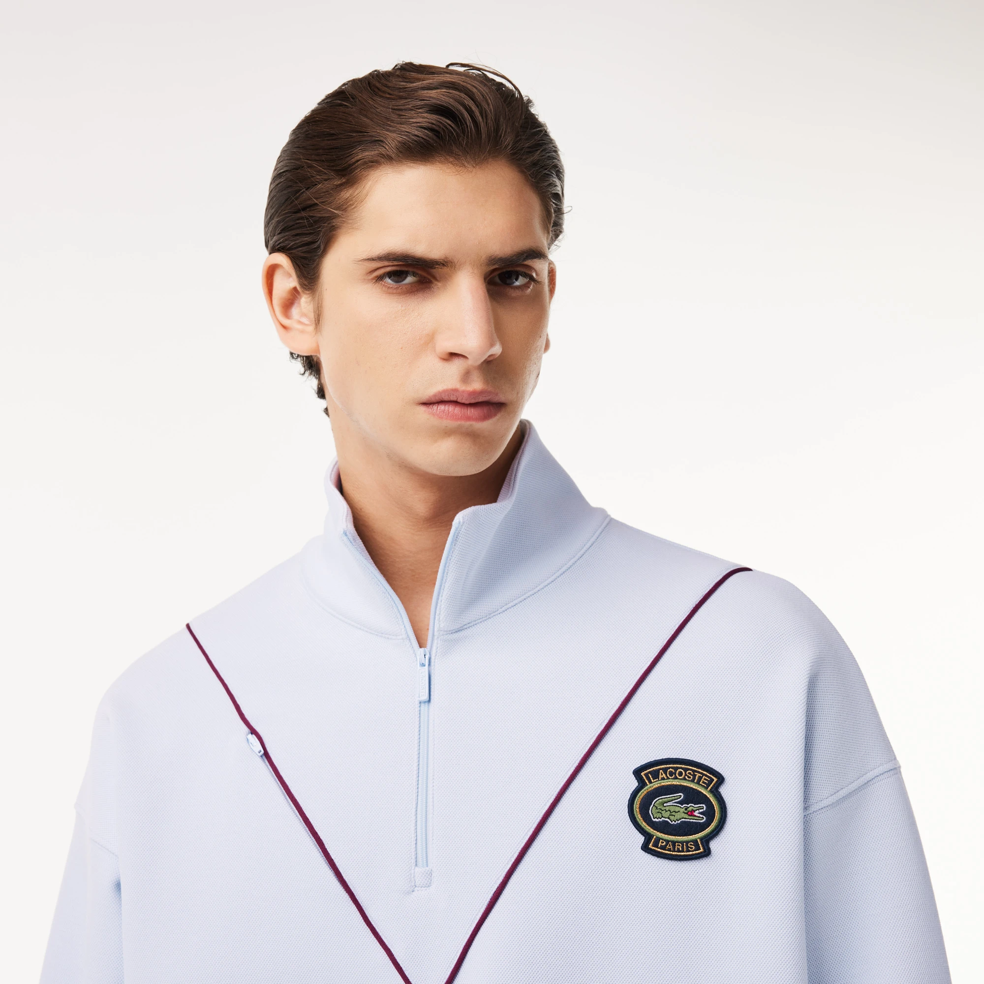 Loose Fit Zip Neck Pique Sweatshirt