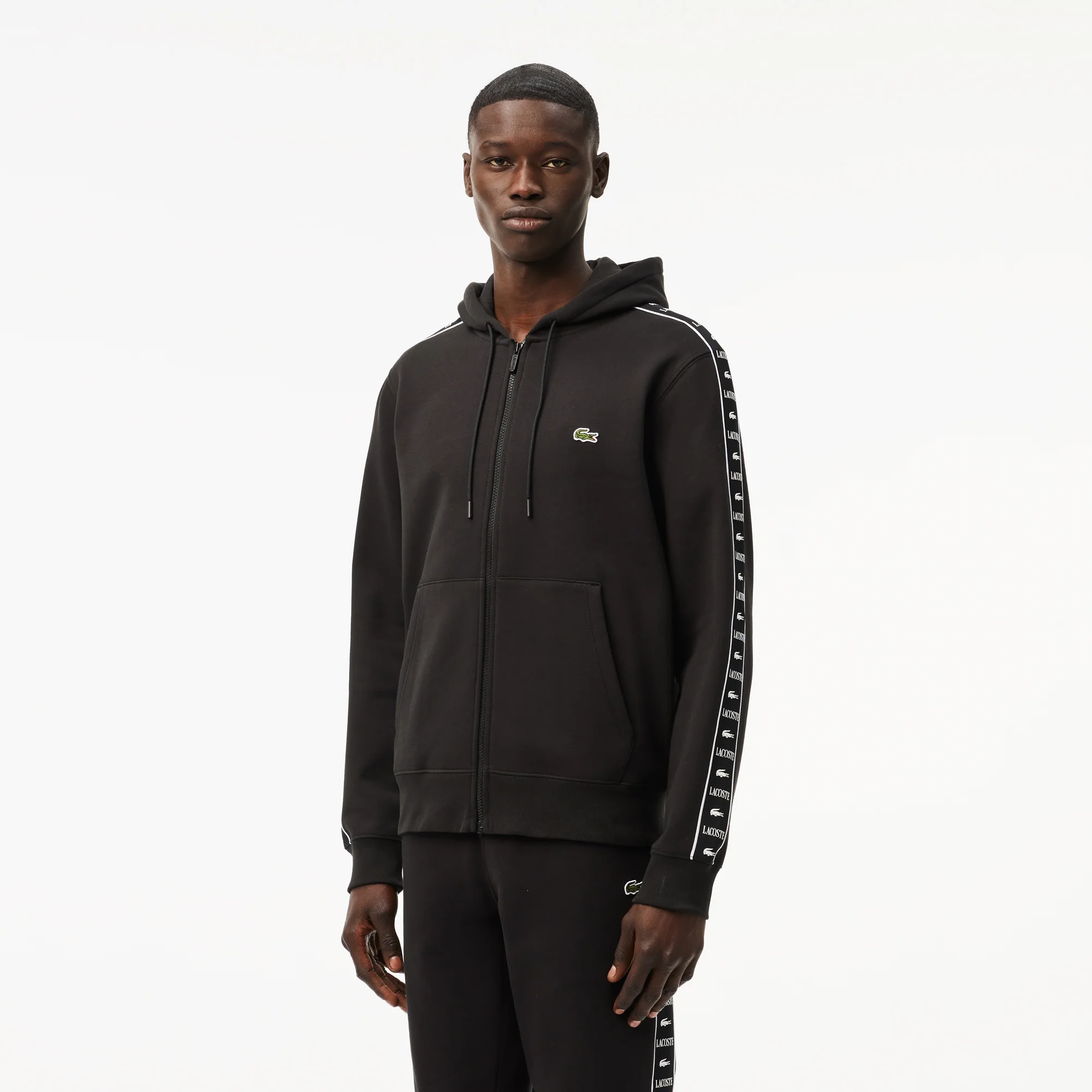 Logo Stripe Zip Up Hoodie