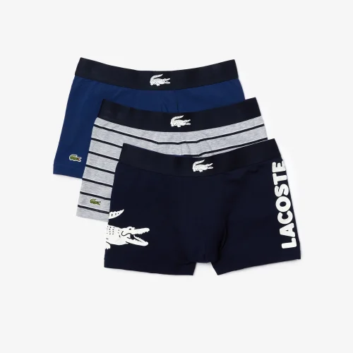 Bộ 3 Quần Lót Boxer Lacoste Nam Chất Liệu Microfiber Họa Tiết In