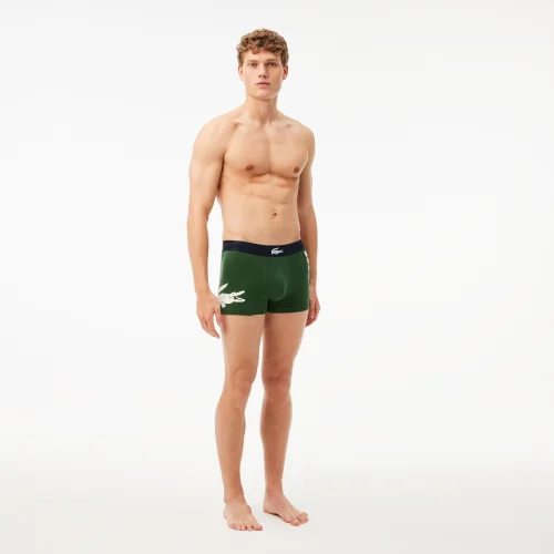 Bộ 3 Quần Lót Boxer Lacoste Nam Chất Liệu Microfiber Họa Tiết In