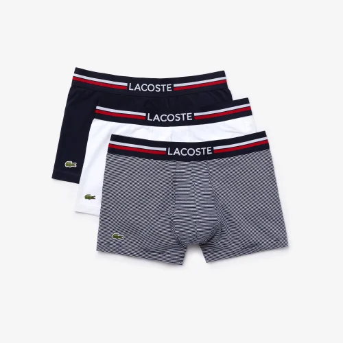 Bộ 3 Quần Lót Lacoste Nam Dáng Iconic Trunk Với Lưng Quần Phối 3 Màu