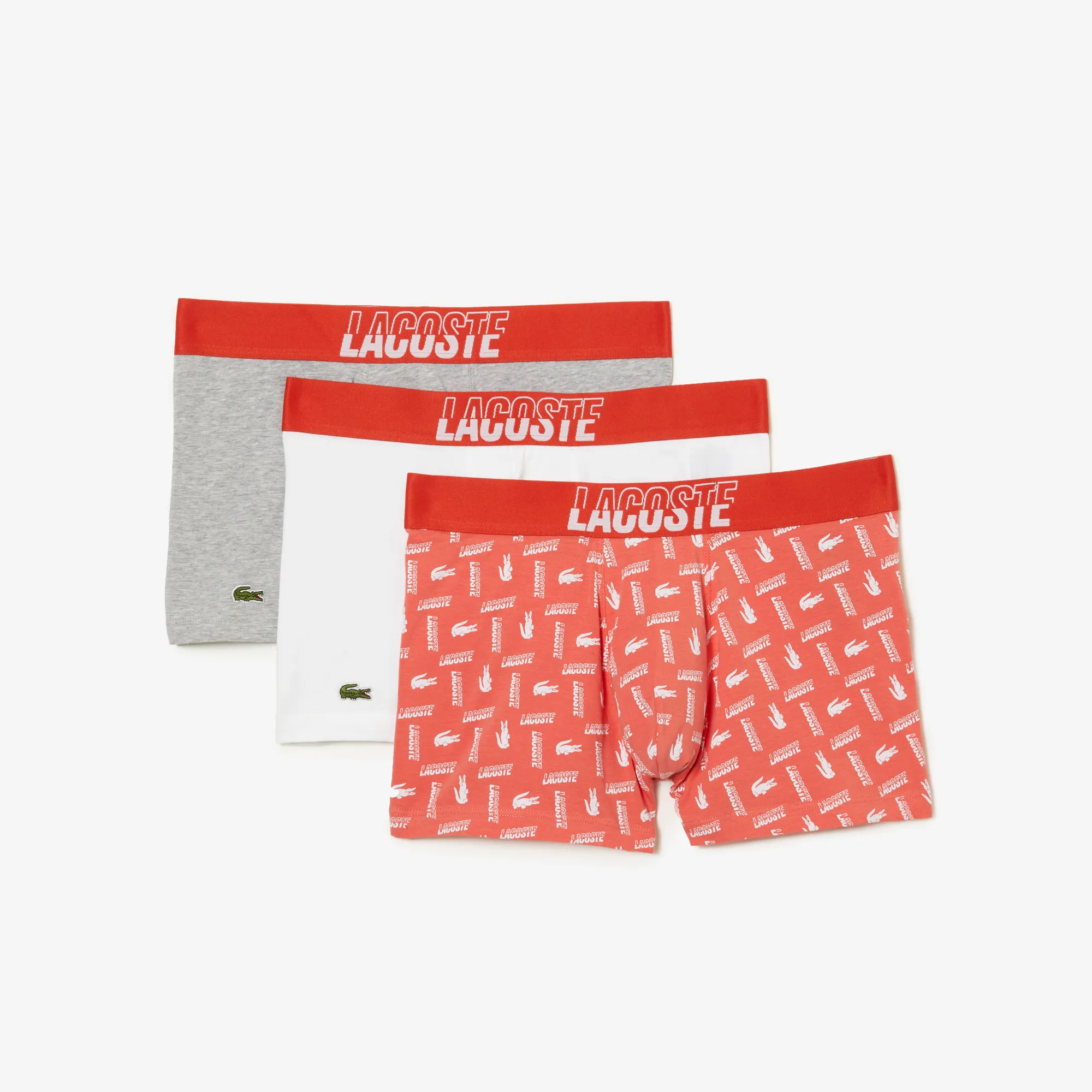 Men’s 3-Pack Lacoste Stretch Cotton Printed Trunks