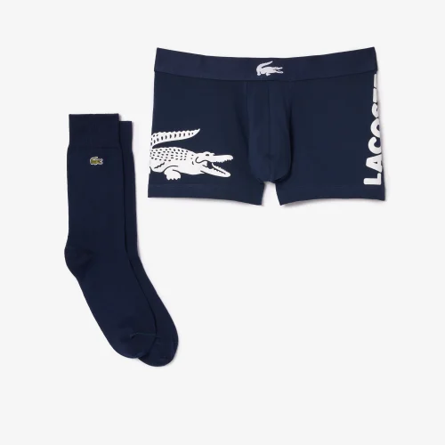 Bộ 3 Quần Lót Lacoste Nam Dáng Causual Trunk Màu Navy Với Lưng Quần Phối Màu