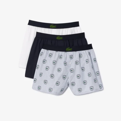 Bộ 3 Quần Lót Boxer Lacoste Nam Chất Liệu Cotton Co Giãn