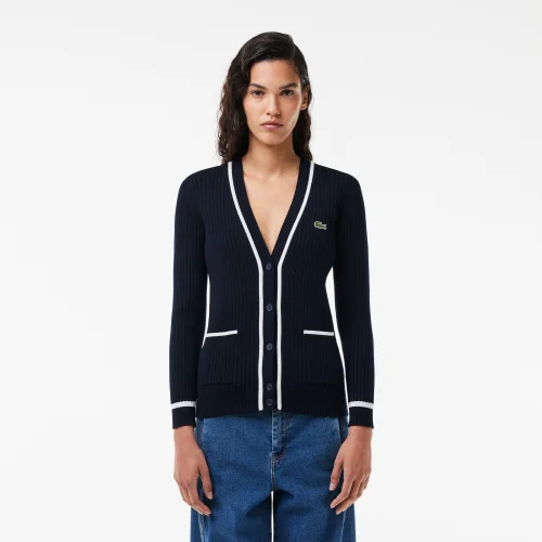 Áo Len Cardigan Lacoste Nữ Cổ V