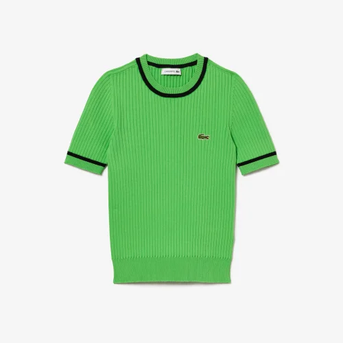 Áo Len Lacoste Nữ Ngắn Tay Cổ Polo Chất Liệu Cotton