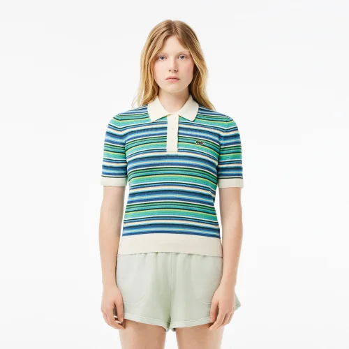 Áo Len Polo Lacoste Nữ Sọc Chất Liệu Cotton Jacquard