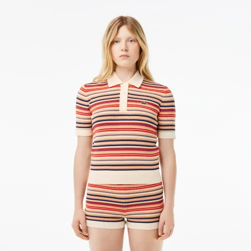 Short Sleeved Striped Cotton Sweater