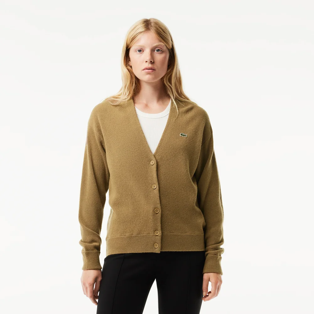 Áo Len Cardigan Lacoste Nữ Cổ V - Nâu • SIX