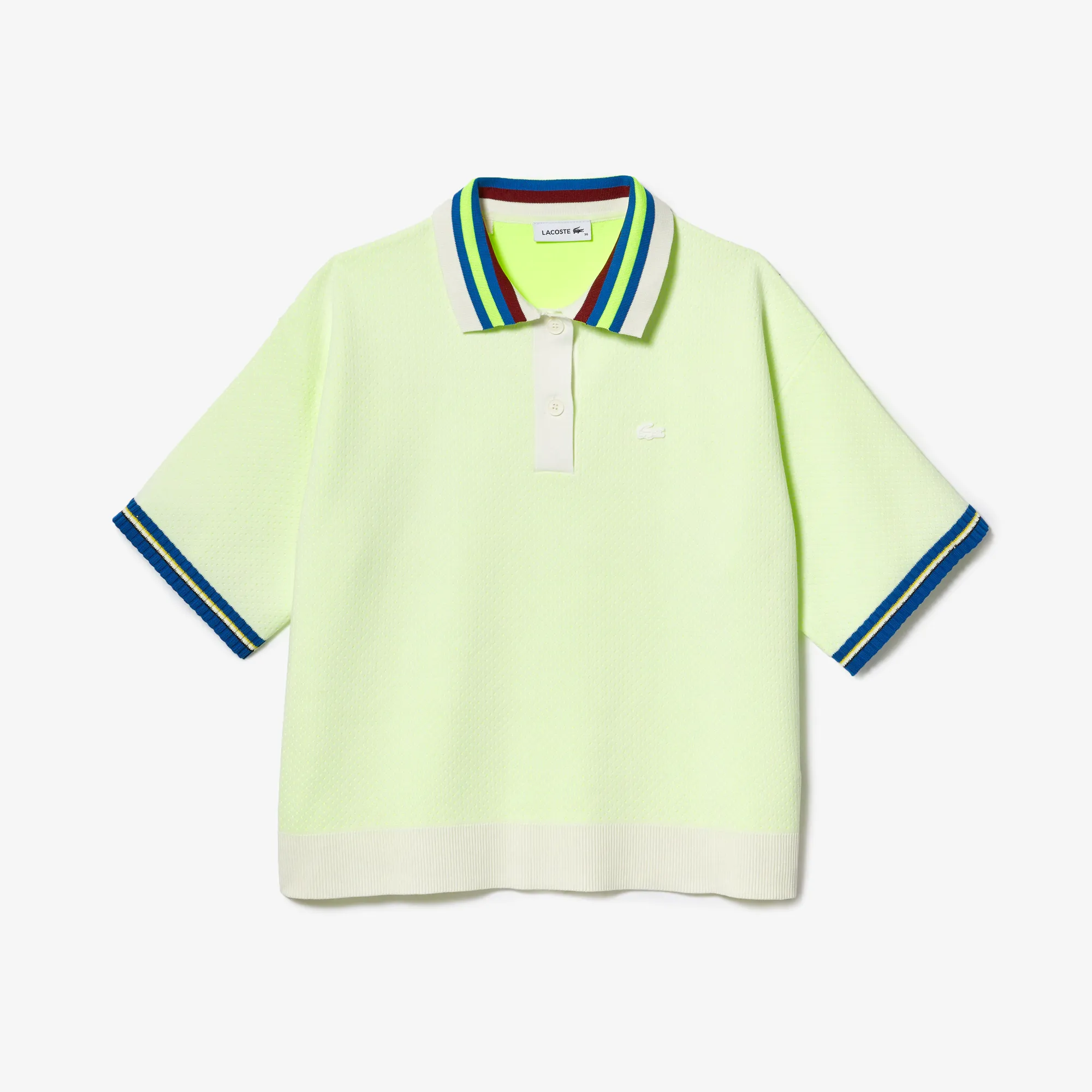 Áo Len Polo Lacoste Nữ Sọc Chất Liệu Cotton Jacquard