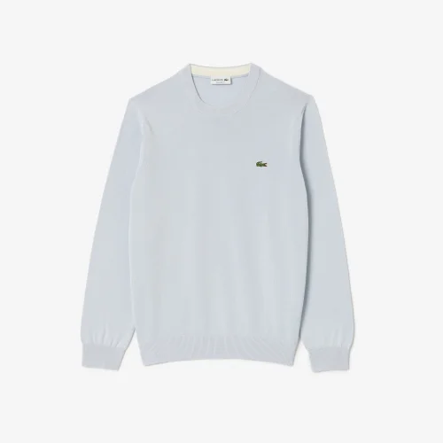 Striped Cotton Lacoste Badge Crew Neck Sweater