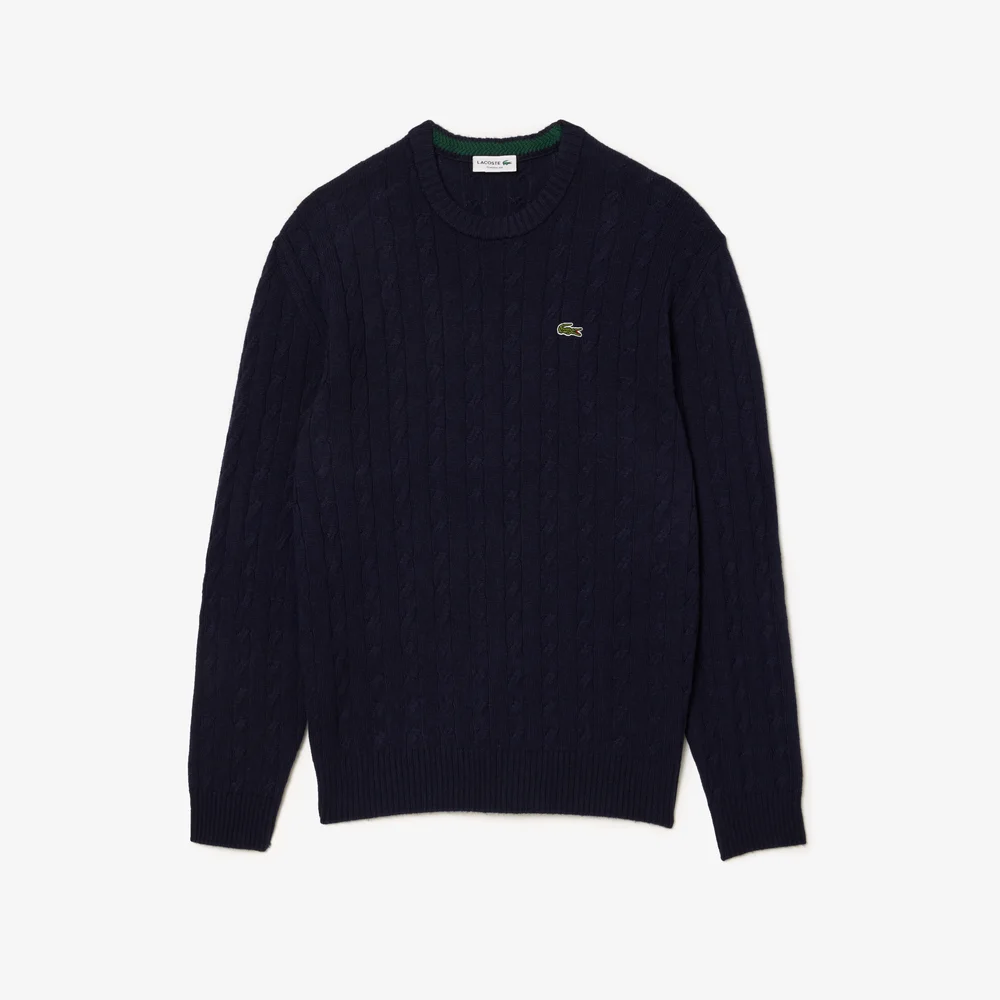 Crew neck with cable detail