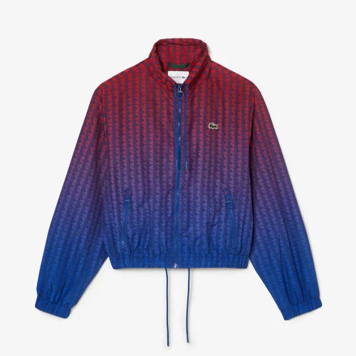 Áo Khoác Bomber Lacoste Nữ Logo Oversize Mặt Sau Chất Liệu Nylon