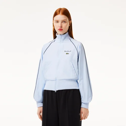 Áo Khoác Lacoste Nữ Oversize Có Mũ Với Dây Rút Eo Họa Tiết Colour Block