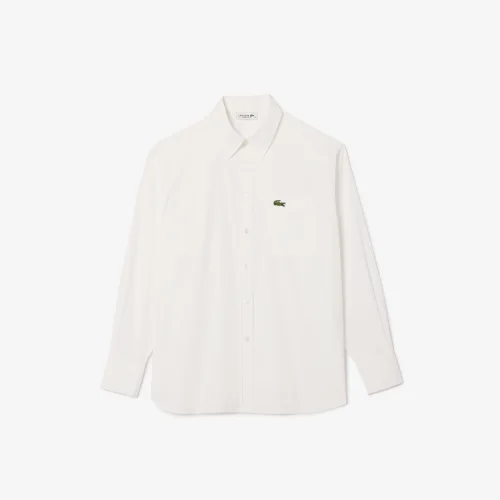 Áo Sơ Mi Lacoste Nữ Oversize Chất Liệu Cotton Poplin