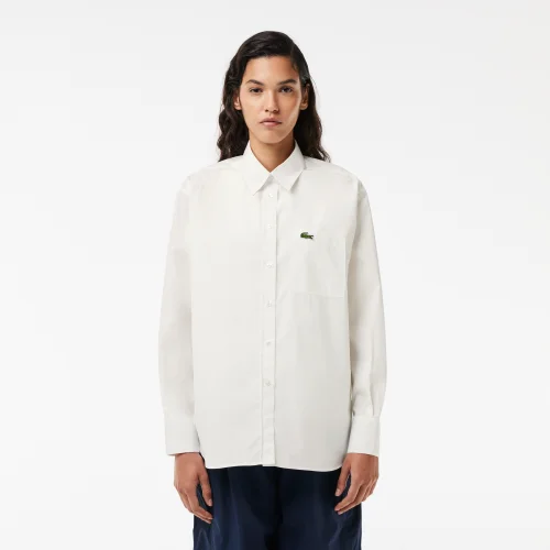 Oversized Fit Cotton Poplin Shirt - White • 70V