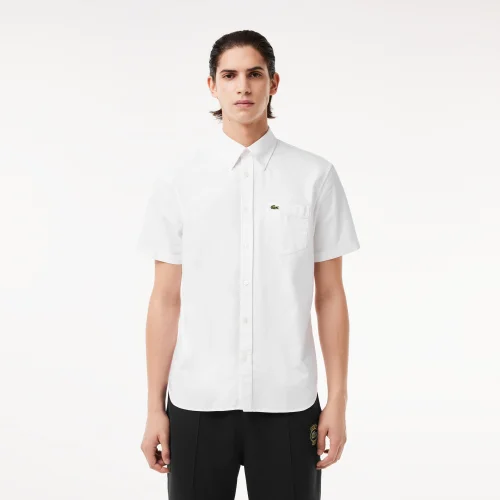 Áo Sơ Mi Oxford Lacoste Nam Dáng Suông Tay Ngắn - Trắng • 001