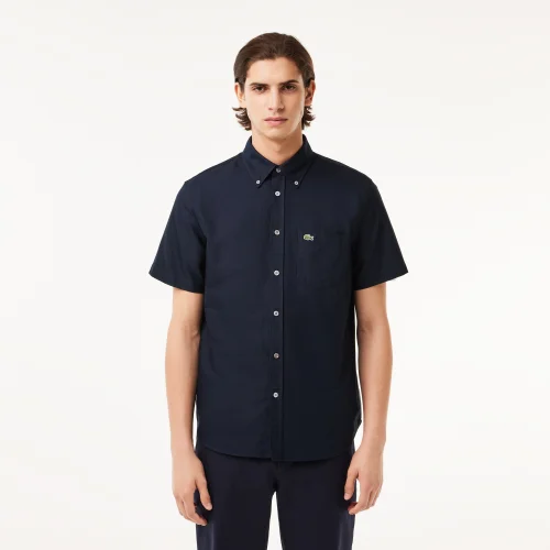 Regular Fit Short Sleeved Oxford Shirt - Navy Blue • F2W