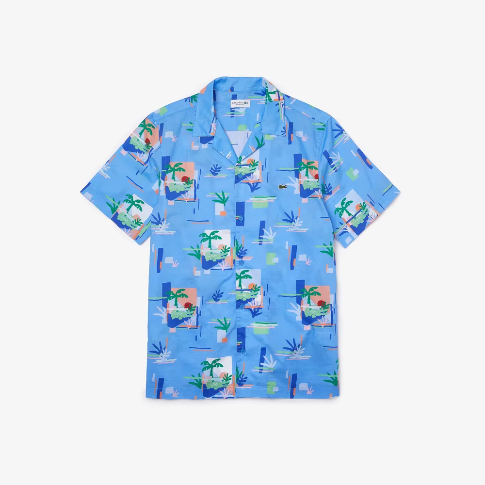 Áo Sơ Mi Lacoste Nam Chất Liệu Cotton Voile In Hoạ Tiết Hawaiian