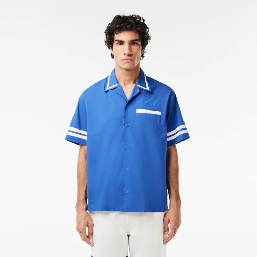 Lacoste Back Print Cotton Twill Shirt - Blue • ITV