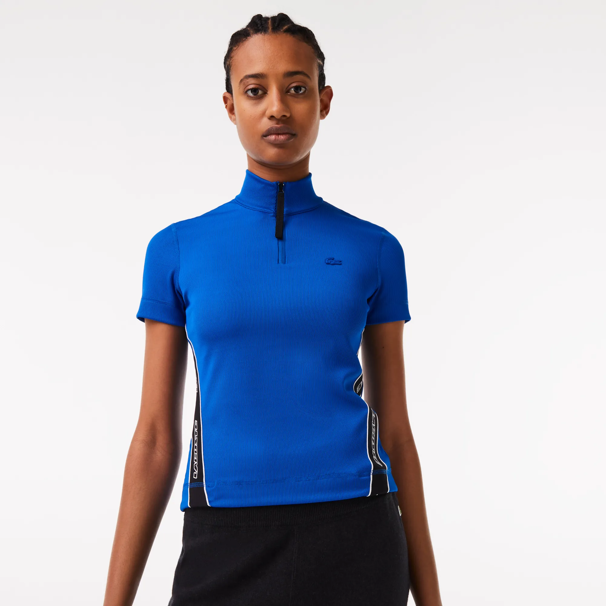 Women’s Lacoste Contrast Bands Zip Neck Polo Shirt