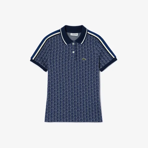 Áo Polo Lacoste Nữ Dáng Ôm Chất Liệu Jacquard Họa Tiết Monogram