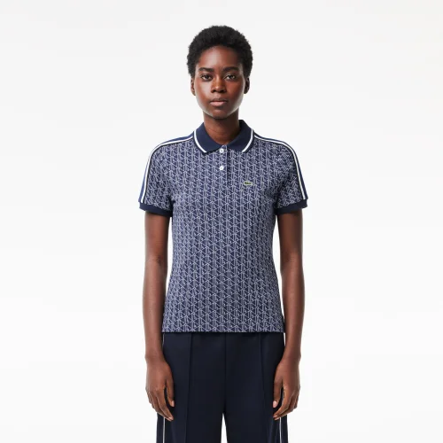 Áo Polo Lacoste Nữ Dáng Ôm Chất Liệu Jacquard Họa Tiết Monogram