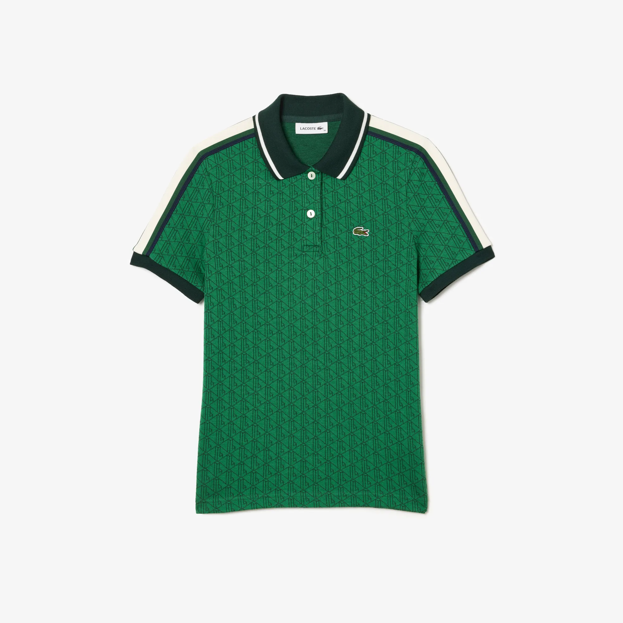 Áo Polo Lacoste Nữ Dáng Ôm Chất Liệu Jacquard Họa Tiết Monogram