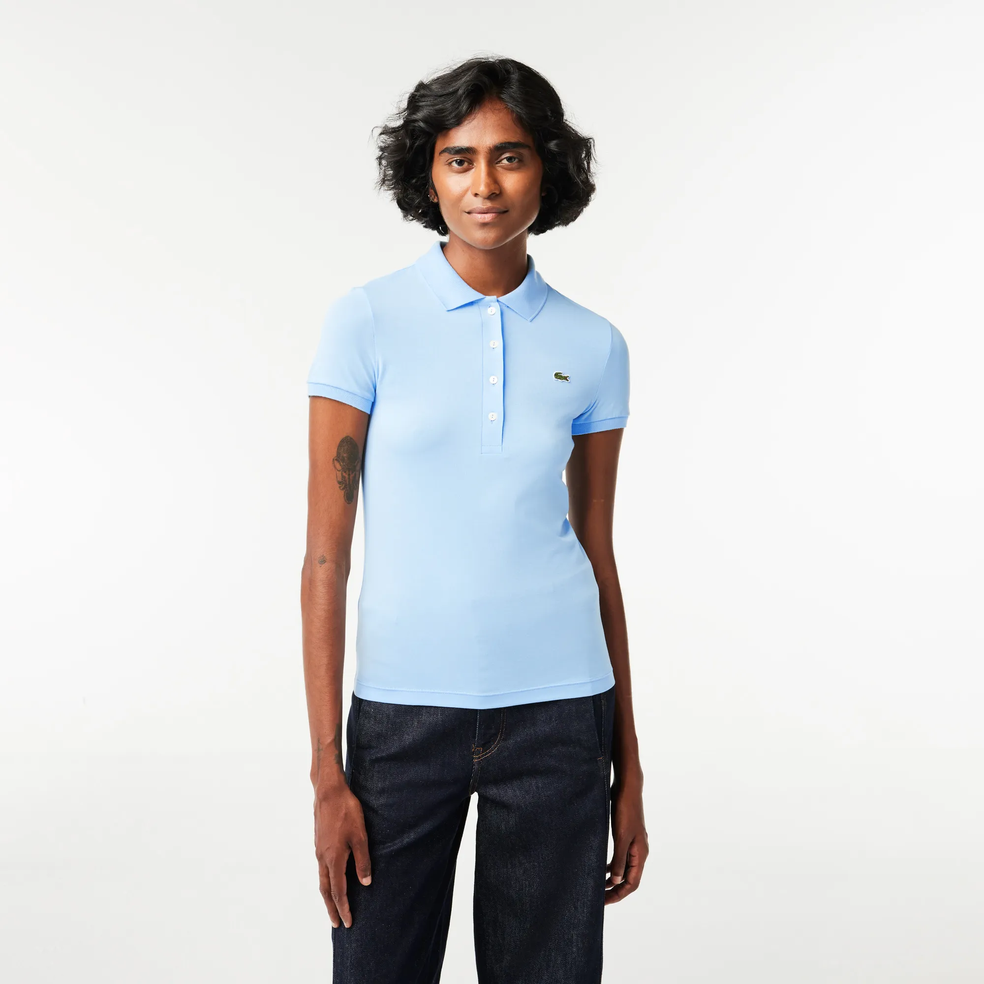 Slim Fit Stretch Cotton Jersey Polo Shirt - Blue • HBP