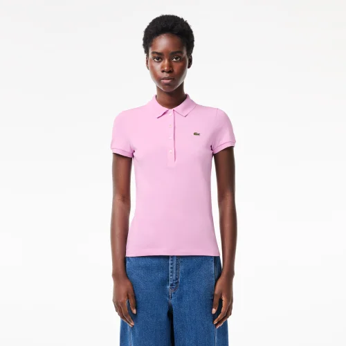 Slim Fit Stretch Cotton Jersey Polo Shirt - Pink • IXV