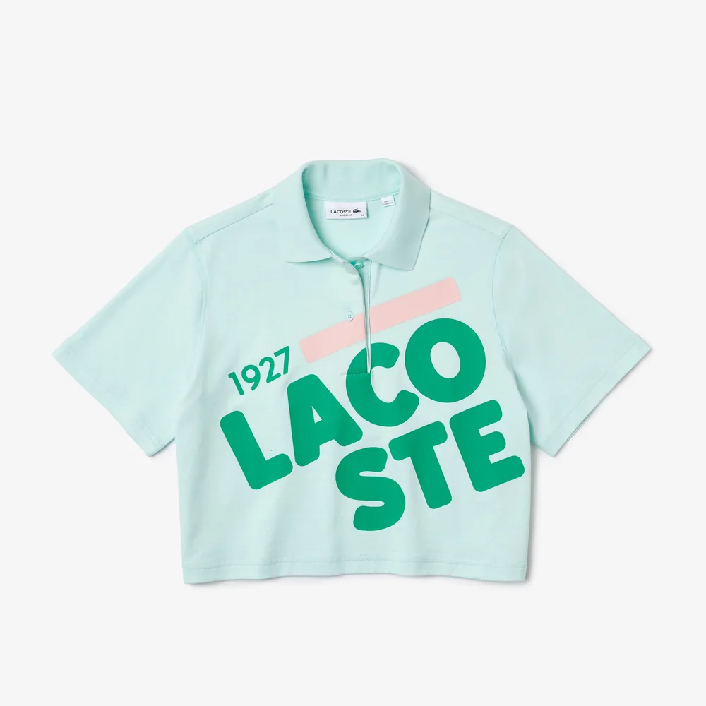 Women's Lacoste Loose Fit Short Print Organic Cotton Polo Shirt