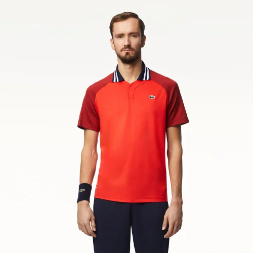 Áo Polo Golf Lacoste Nam Chất Liệu Polyester Tái Chế Họa Tiết In