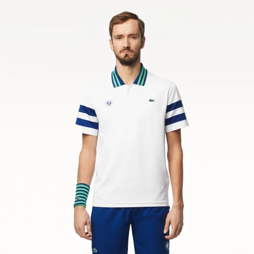 Contrast Accent Lacoste Print Polo Shirt