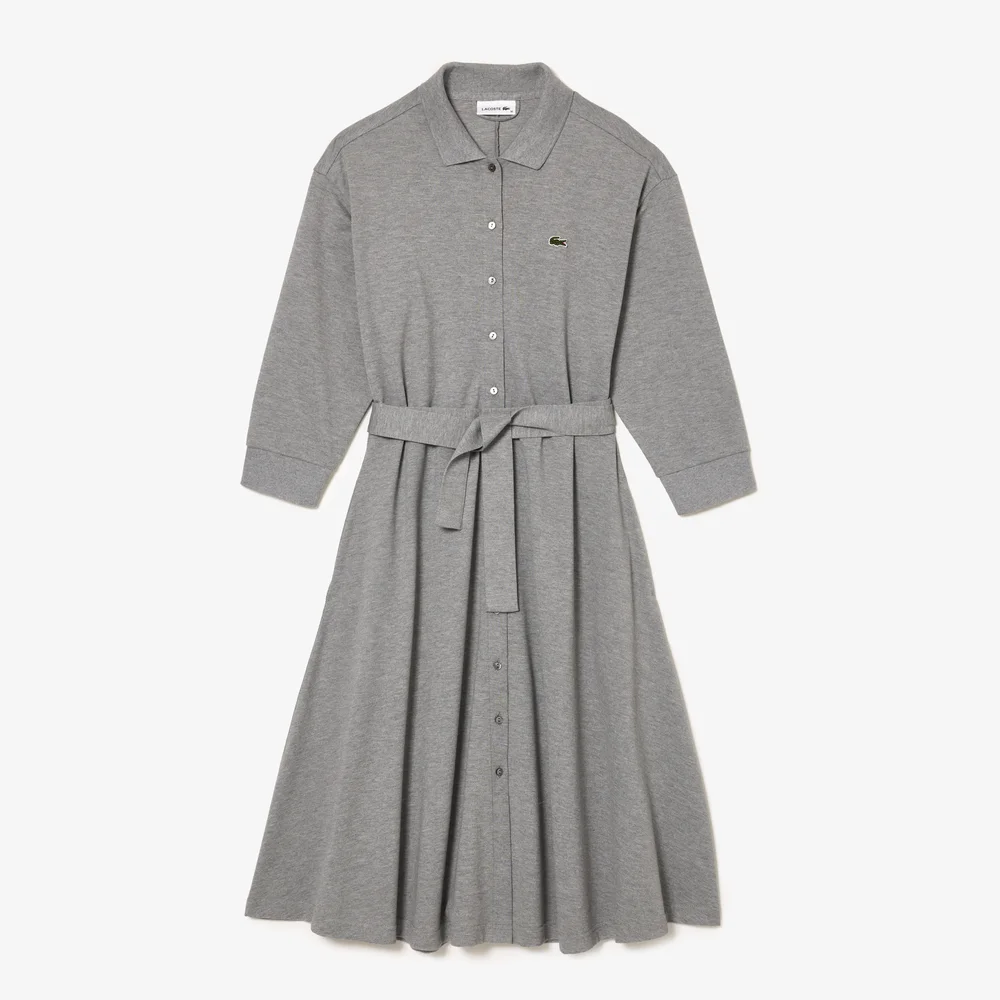 3/4 Sleeve Cotton Piqué Polo Dress