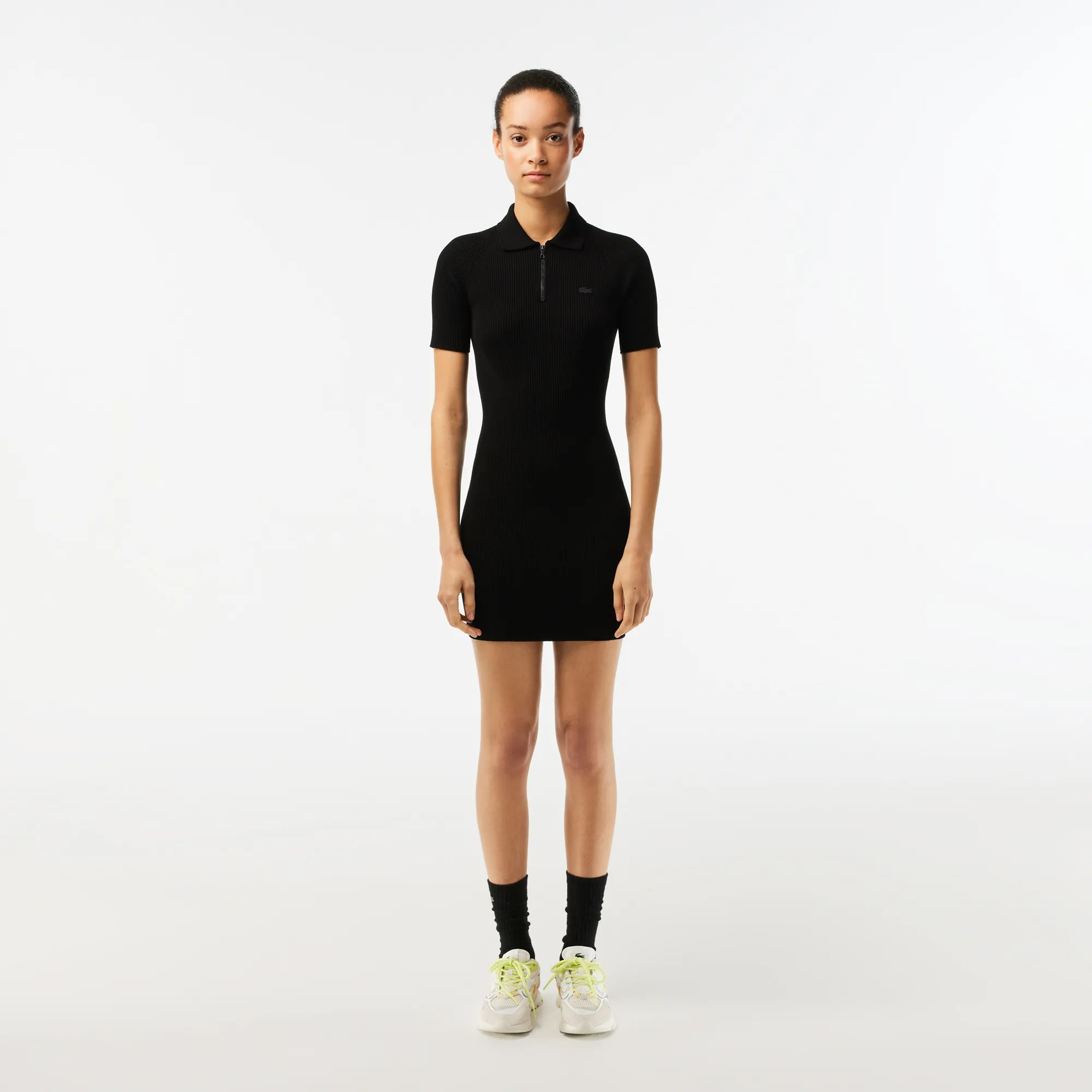 Women’s Lacoste Knit Polo Dress - Black • 031