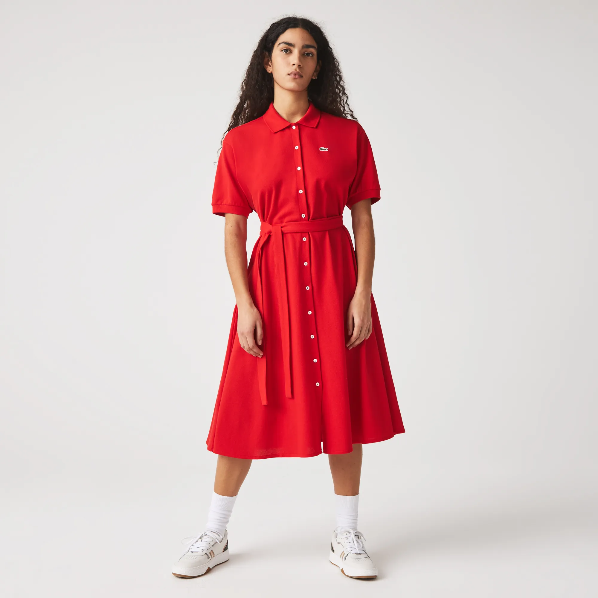 Women’s Cotton Piqué Belted Polo Dress