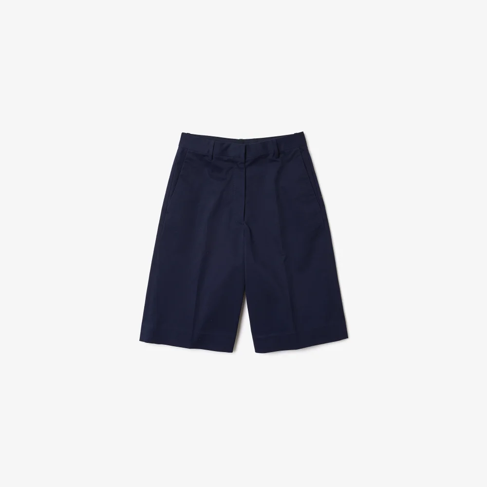 Quần Ngắn Bermuda Lacoste Nữ New Classic Có Nếp Gấp Chất Liệu Cotton Co Giãn