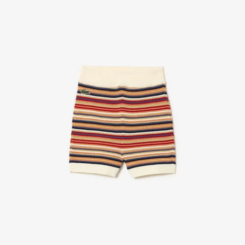 Contrast Waist Striped Cotton Shorts