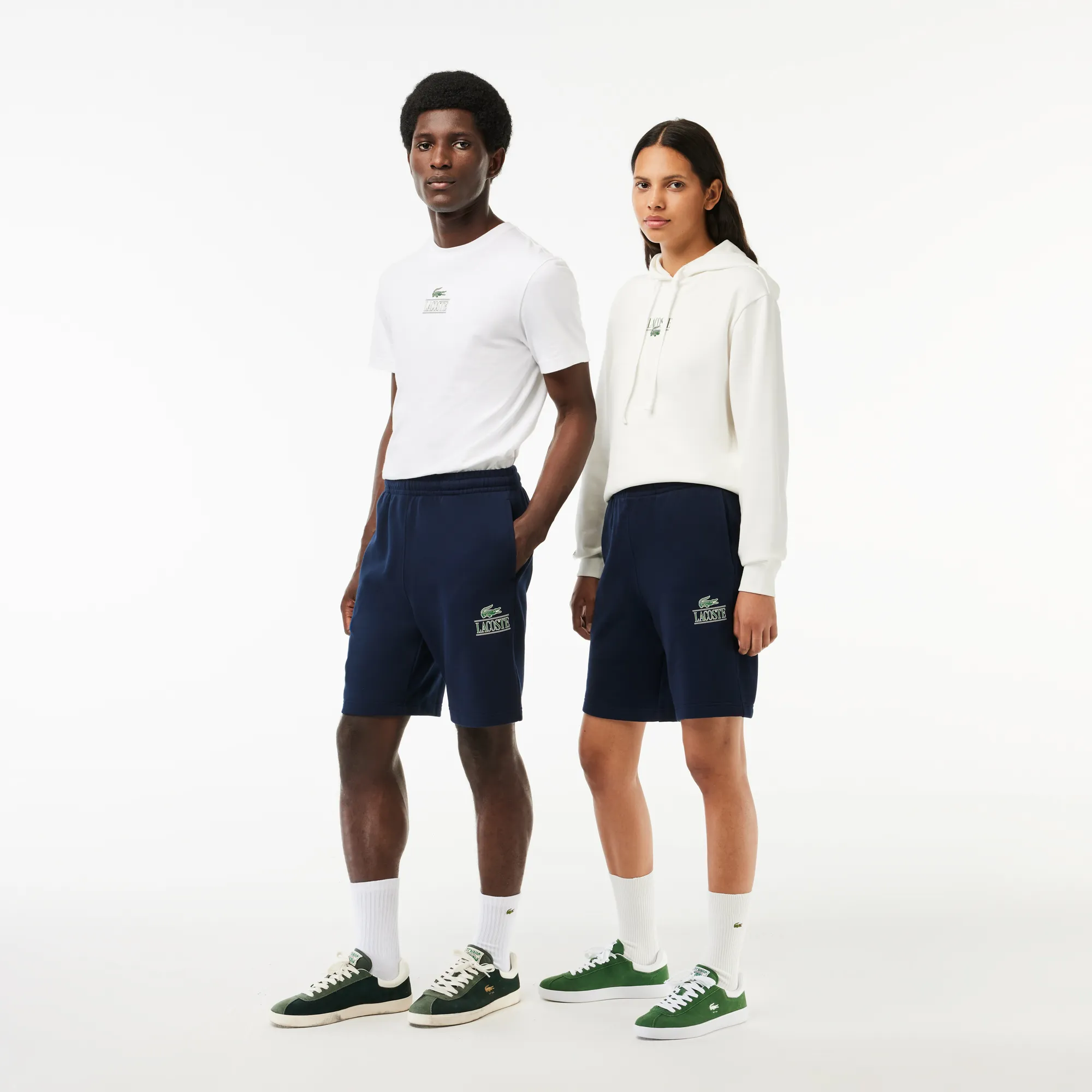 Quần Ngắn Lacoste Signature Unisex Họa Tiết In - Xanh Navy • 166