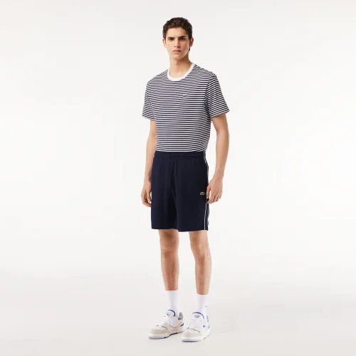 Quần Ngắn Tennis Lacoste Nam Paris Viền Phối Màu Chất Liệu Interlock Piqué